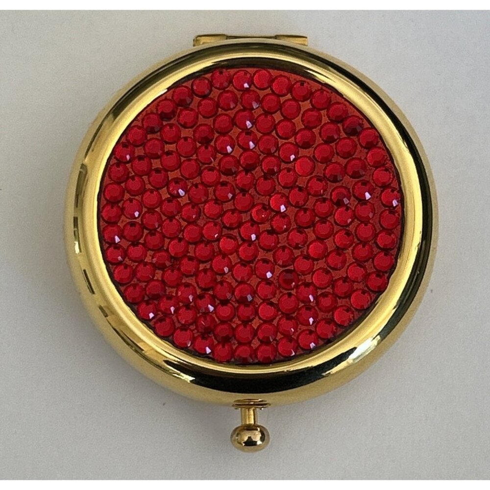 Estee Lauder RUBY RED Swarovski Crystal Gold Pressed Powder Compact 1997 Vintage